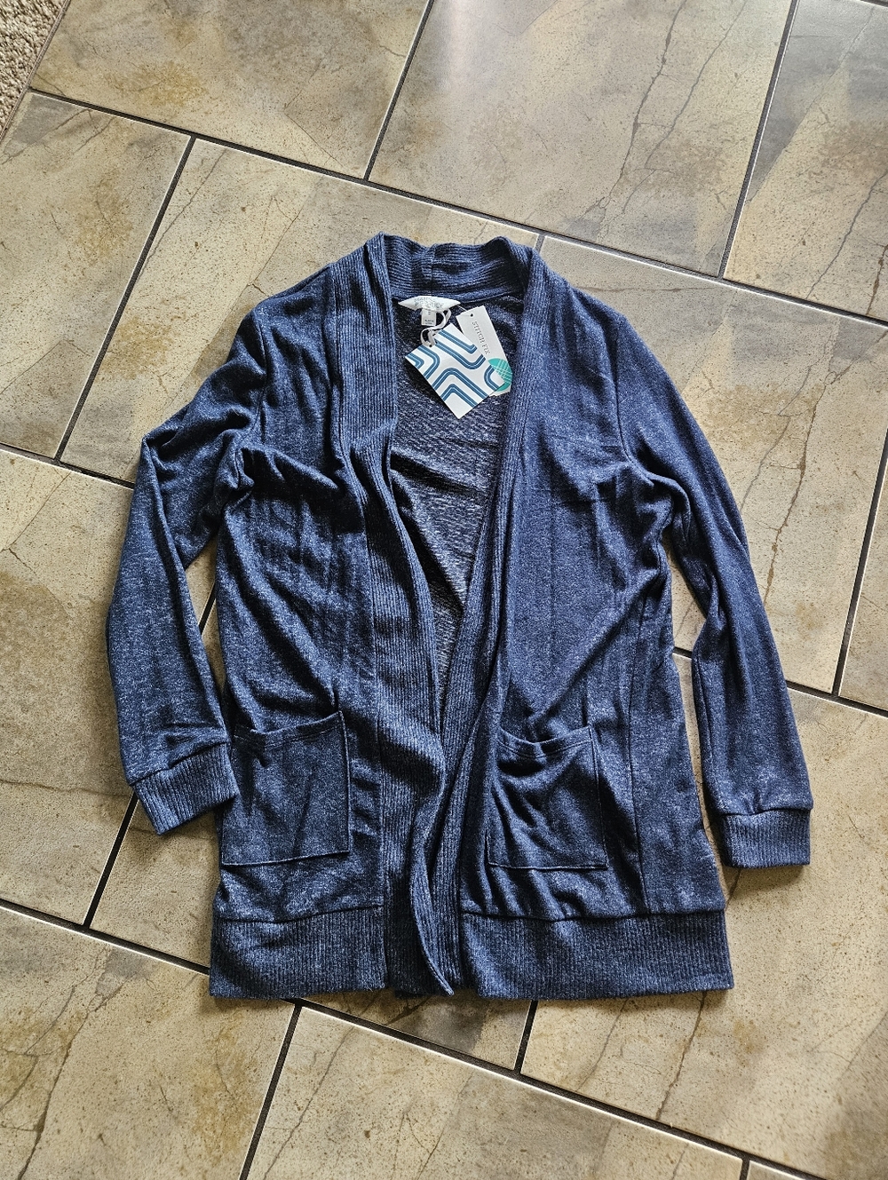 Market & Spruce Heathered Blue Open Cardigan